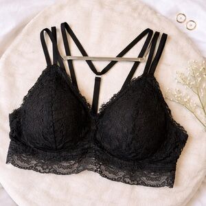 aerie Black Lace Strappy Bralette